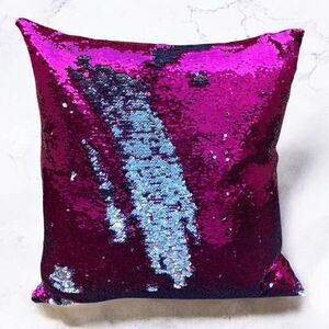 Aviva Stanoff Sequin Hot Pink/Silver/Black Luxury Designer Pillow NWOT